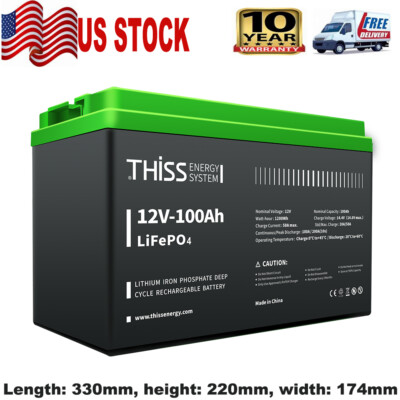 THISS 12V 100Ah LiFePO4 Lithium Deep Cycle Battery for RV System Off-grid NEWEST