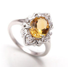 Citrine Quartz Oval Shape Handmade Ring Solid Silver Charm Jewelry Birthday Gift