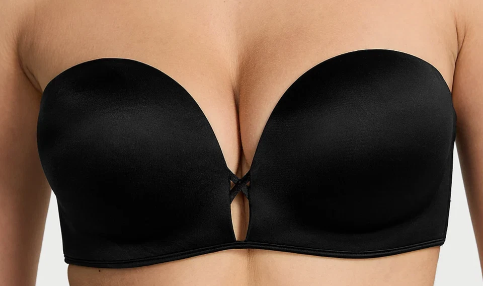 VICTORIA'S SECRET BLACK BOMBSHELL ADD-2-CUPS PUSH UP MULITWAY STRAPLESS BRA 34DD - Image 2 of 4