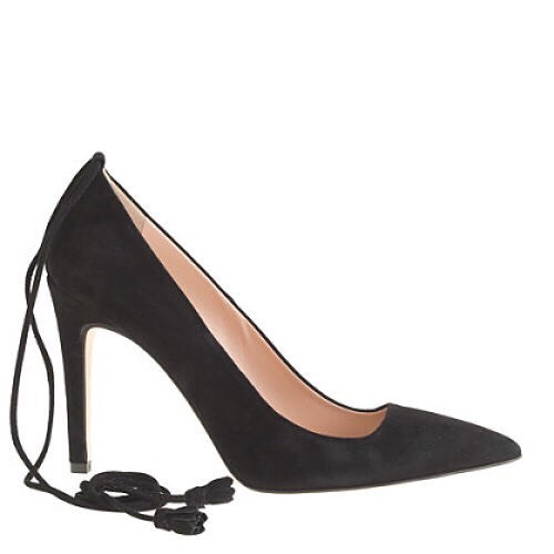 J Crew Falsetto Suede Ankle Tie Women's Black Heels 7 | eBay