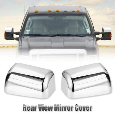 Chrome Mirror Cover Set For 2017-2023 Ford Super Duty F250 F350 F450 F550 - Top Half Covers, Self-Adhesive 3M Tape