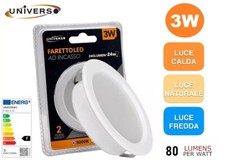 Faretto a led incasso slim 3W luce calda naturale e fredda mobili mensole cappa