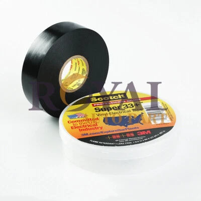 SCOTCH, 3M Lot of 10 Rolls 3M 06132 Super 33+ 3/4" X 66' Black Vinyl Electrical Tape