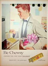 Original Beech-Nut Gum Ad: Man Buying Gum Holding Gift