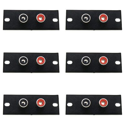 6pcs 2 Way Rca Terminal Wall Panel Plate Input Phono Chassis Socket Av Audio Con