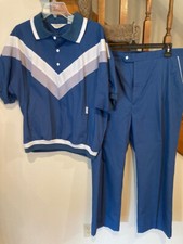 Vtg 80s Christian Dior Monsieur Retro Set Adj Pant XL /ShirtL Banded Waist 3 Btn