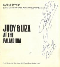 JUDY GARLAND / LIZA MINNELLI Signed Flyer - Film Actresses / Singers - preprint