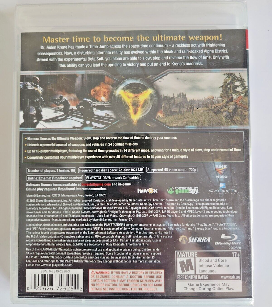 TimeShift Sur Sony PS3 - Neuf Sous Blister - Version PAL Française