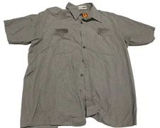 Brown / Black Microcheck Red Kap Work Shirt Uniform Short Long Sleeve Used