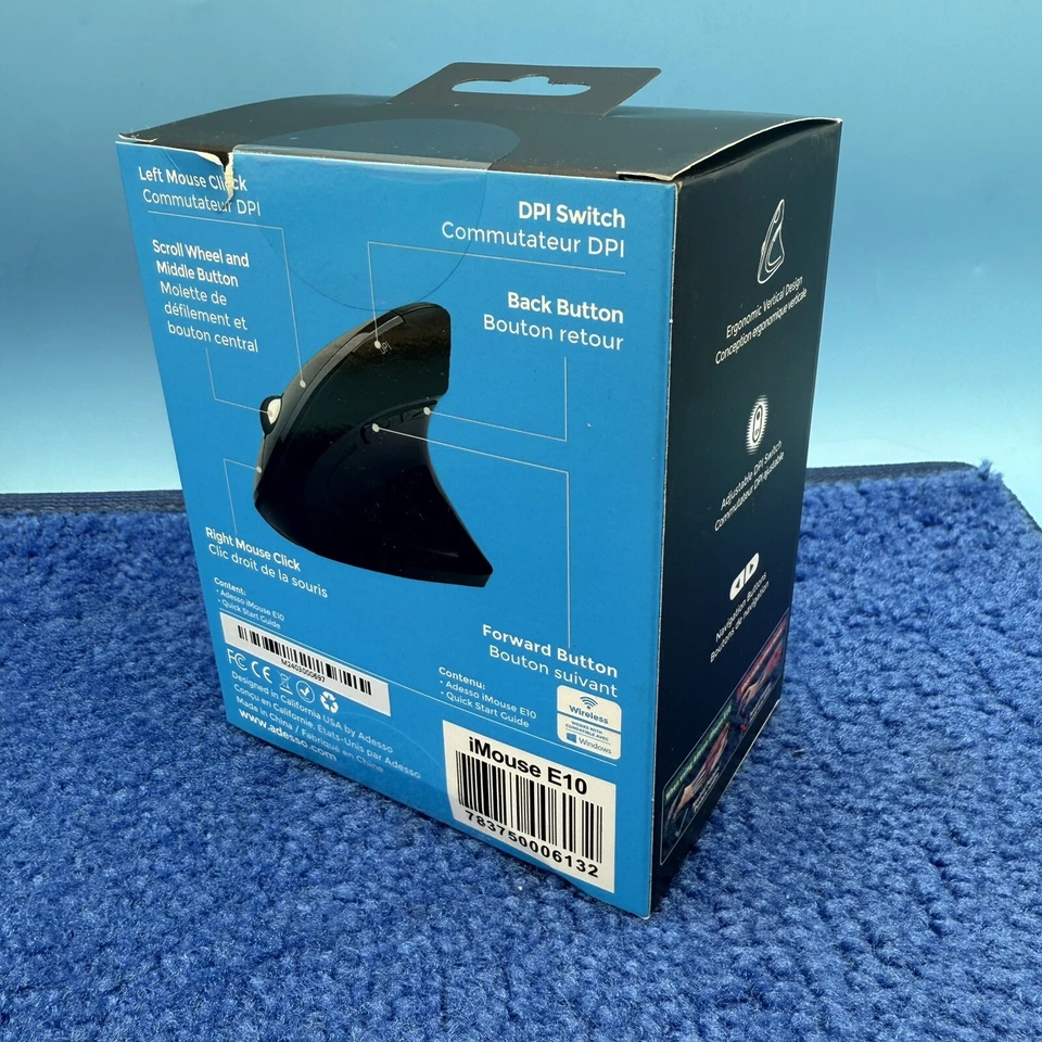 Adesso IMOUSE E10 iMouse E10 2.4GHz RF Wireless Vertical Ergonomic Mouse - Image 2 of 2