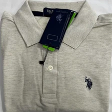 New U.S. Polo Assn. Men's Short Sleeve Polo Oatmeal Heather Color Size XL $21.00
