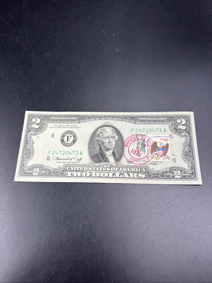 1976 $2 Bicentennial Postal FRN Federal Reserve Notes CH UNC Marietta GA #473 - Image 4 of 4