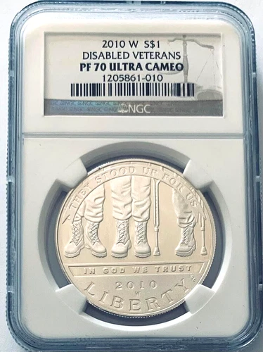 2010 W $1 Disabled Veterans Silver Dollar NGC PF 70 Ultra Cameo