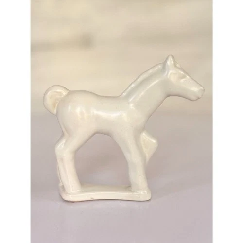 Vintage Bauer California Art Pottery White Horse Figurine | 1938 Matte Glaze