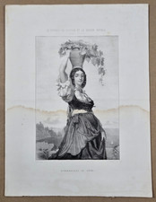Lithographie XIXeme : La vendangeuse de Capri.
