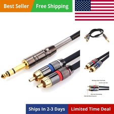 1/4 to RCA Cable, Quarter inch TRS to RCA Audio Cable 6.35mm Stereo Jack to D...