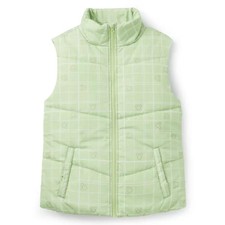 Disney Mickey Mouse Womens L Green Puffer Vest Zip Up Pockets Lightweight Jacket