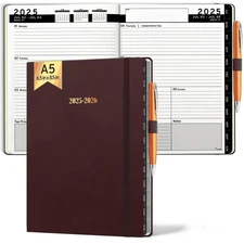 2025 2026 HARDCOVER Leather Planner Weekly & Monthly 6.5 * 8.5 Inches
