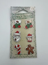 Trena's Trinkets 6 Ceramic Christmas Holiday Buttons Trena Hegdahl Santa + NOS97