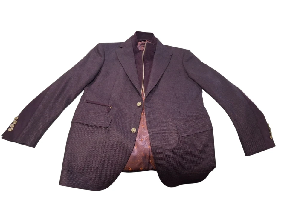 Robert Graham Mens Tailored Fit Dark Purple 38 Uptown VIII Wool Blend Sport Coat - Image 2 of 4
