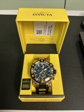 Invicta Men's Watch 39187 Bolt Quartz Chronograph Gold Blue Dial Rubber 52mm