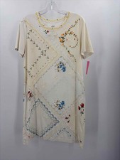 Pre-Owned Tory Burch Ivory Size Medium Knee Length Short Sleeve Dress