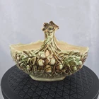 McCoy Vintage Acorn & Oak Leaf Planter Basket Green Brown USA Pottery