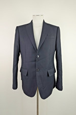 LORO PIANA Wool Blazer Jacket For Men Vintage Blue Solid 2-Button TG 50