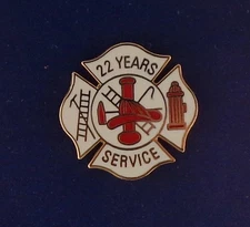 22 YEARS SERVICE Fire Dept Maltese Cross Uniform Lapel Pin