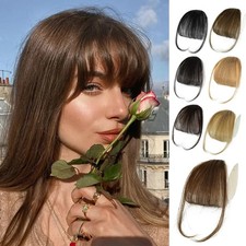 Medium Brown 100 Real Human Hair Clip In Wispy Bangs Hair Topper