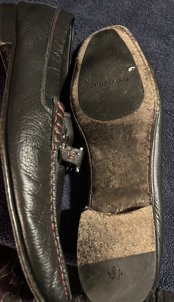 Donald Pliner Dacio 2 Black Pebbled Calf Leather Slip-On Loafers Men's Size 15 - Image 4 of 4