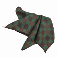 NWOT Green Black Red Check Silk Pocket Square Italy 13" by Zegna missing label