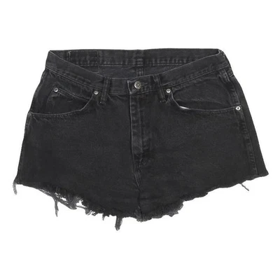 WRANGLER Shorts en Jean Noir à Tailles Découpées Femme L, ourlet Effiloché - Photo 1/4