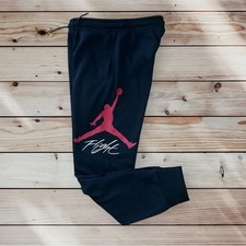 NWOT Jordan Flight Joggers Black Red Logo Kids Small Basketball Pants Nike