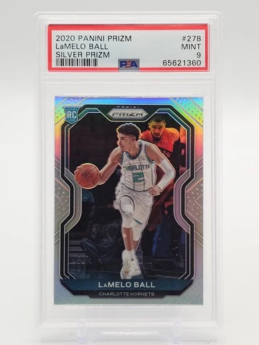 LAMELO BALL 2020-21 PANINI PRIZM ROOKIE SILVER #278 HORNETS PSA 9 Q7502