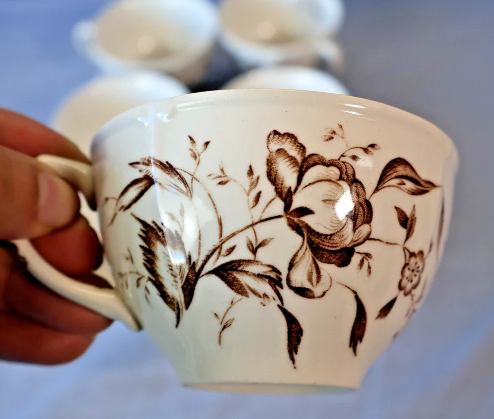 Vintage Johnson Bros Windsor Ware Brown Floral Transferware Dinner Set England - Image 4 of 4