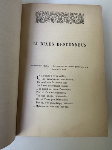 Antique French Arthurian LE BEL INCONNU Renauld de Beaujeu 1860 Chivalric Verse - Picture 6 of 9