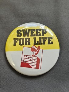 Vintage Sweep For Life Union Button Bricklayer Mason Labor Pin USA Made 2 Inch
