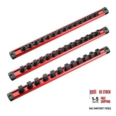 Magnetic Socket Organizer Set, 3PCS Aluminum Alloy Socket Rail, Heavy Duty