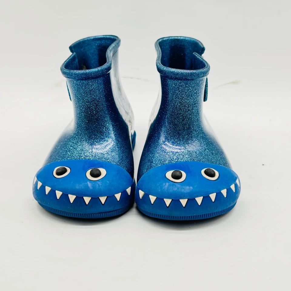 Mini Zapatos Melissa Niñas 7C Botas Azules Monstruo Dinosaurio Botas de Lluvia Fabula Brillo Foto 3 de 4