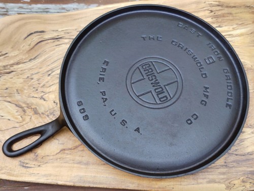 Griswold #9 Cast Iron Griddle LBL Large Block Logo Restored 9