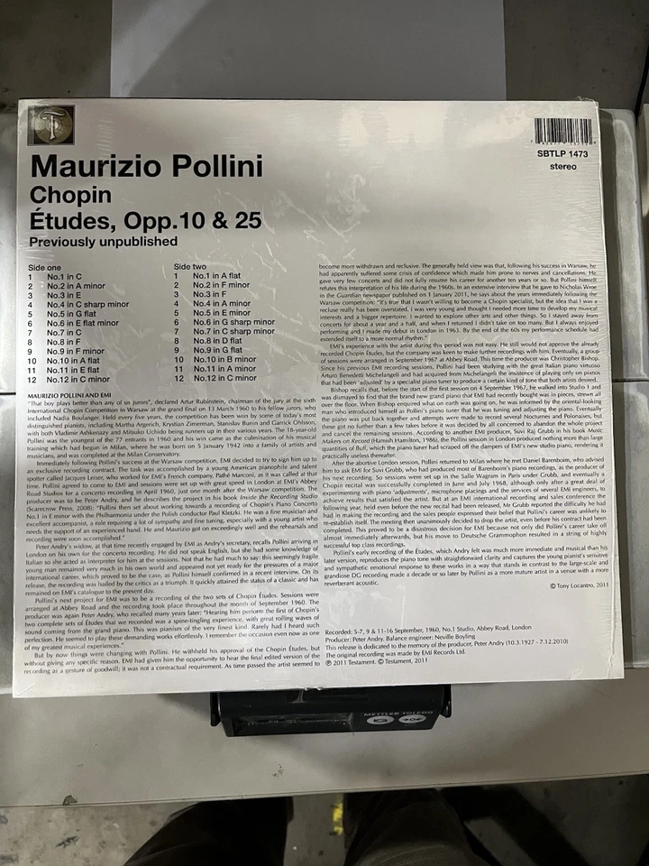 Sealed, Maurizio Pollini: Chopin Etudes, Opp. 10 & 25. Reissue - Image 2 of 4