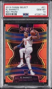 2019 PANINI SELECT RED PRIZM #21 RJ BARRETT ROOKIE RC /199 PSA 10