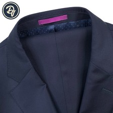 Bespoke 44 XL Beckett  Robb X Loro Piana " Four Seasons " Solid Navy Blue Suit