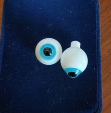 Blown Glass Doll Eyes Pair 16 mm Light Blue