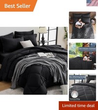 Luxurious 7-Piece Queen Comforter Set - Ultra Soft Black Bedding Essentials