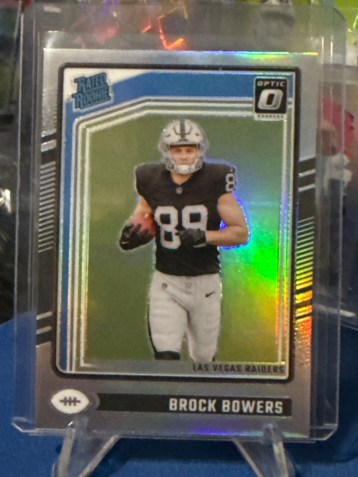 2024 Donruss Brock Bowers Rated Rookie Silver Holo Prizm Optic Preview RC #215
