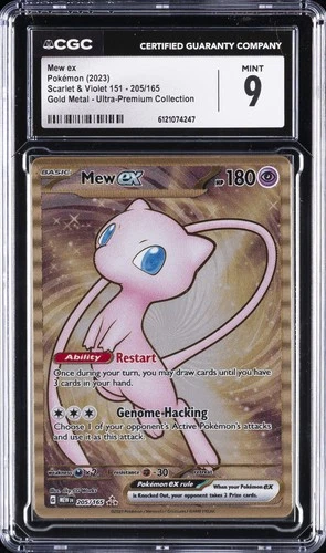 2023 POKEMON SCARLET & VIOLET 151 GOLD METAL ULTRA-PREMIUM COLL MEW EX CGC 9
