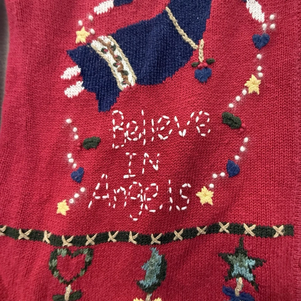 Quacker Factory 2X I Believe In Angels Christmas Cardigan Sweater Embroidered - Image 4 of 4