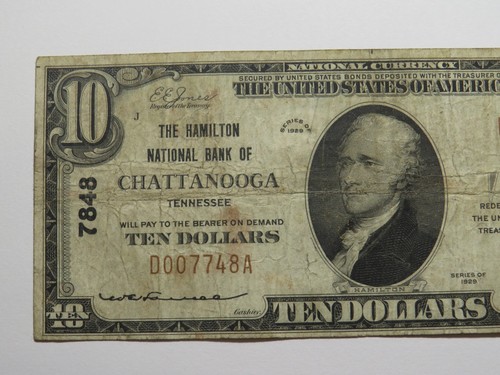 $10 1929 Chattanooga Tennessee TN National Currency Bank Note Bill Charter #7848 - Picture 2 of 3